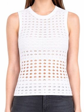 T Alexander Wang Laser Cut Perforated Tank Top White Sz S
